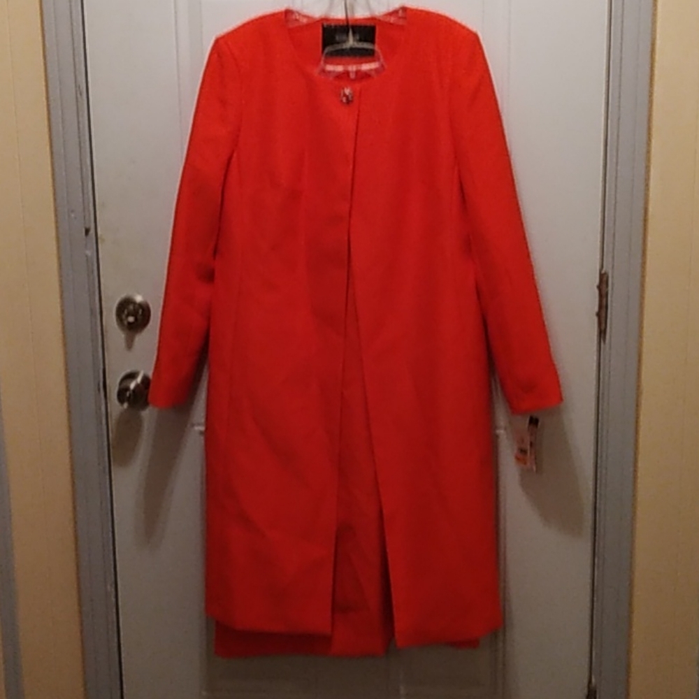 Elegant Red Orange  Dress with Coat